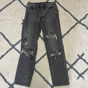 Urban Outfitters Gray Straight-Leg Distressed Jeans